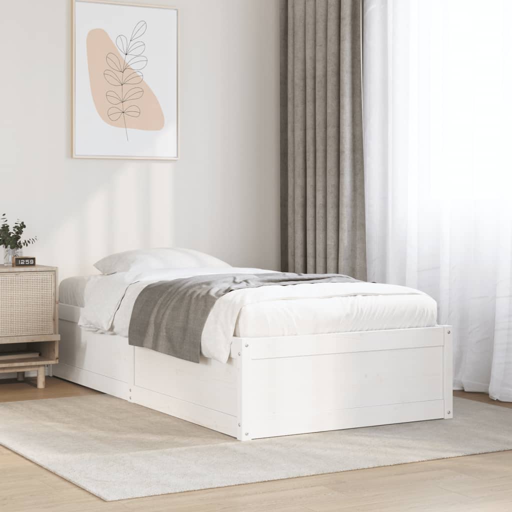 Bed Frame White 90x200 cm Solid Wood Pine