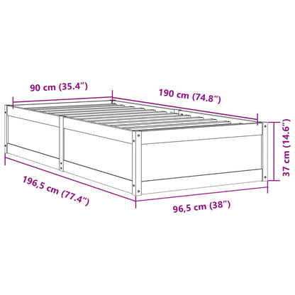 Bed Frame 90x190 cm Single Solid Wood Pine