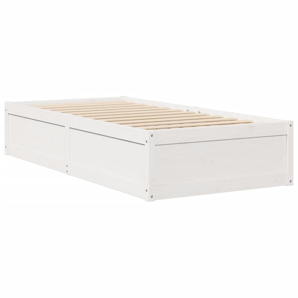 Bed Frame White 75x190 cm Small Single Solid Wood Pine