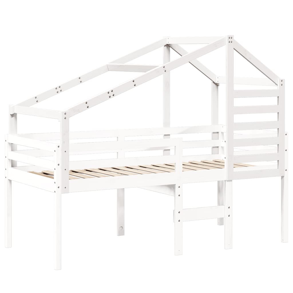 Kids' Bed Roof White 198x87x113 cm Solid Wood Pine