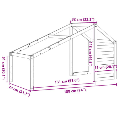 Kids' Bed Roof Wax Brown 188x82x113 cm Solid Wood Pine