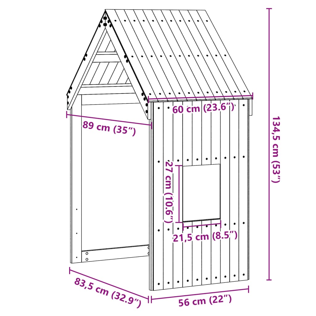 Kids' Bed Roof 60x89x134.5 cm Solid Wood Pine