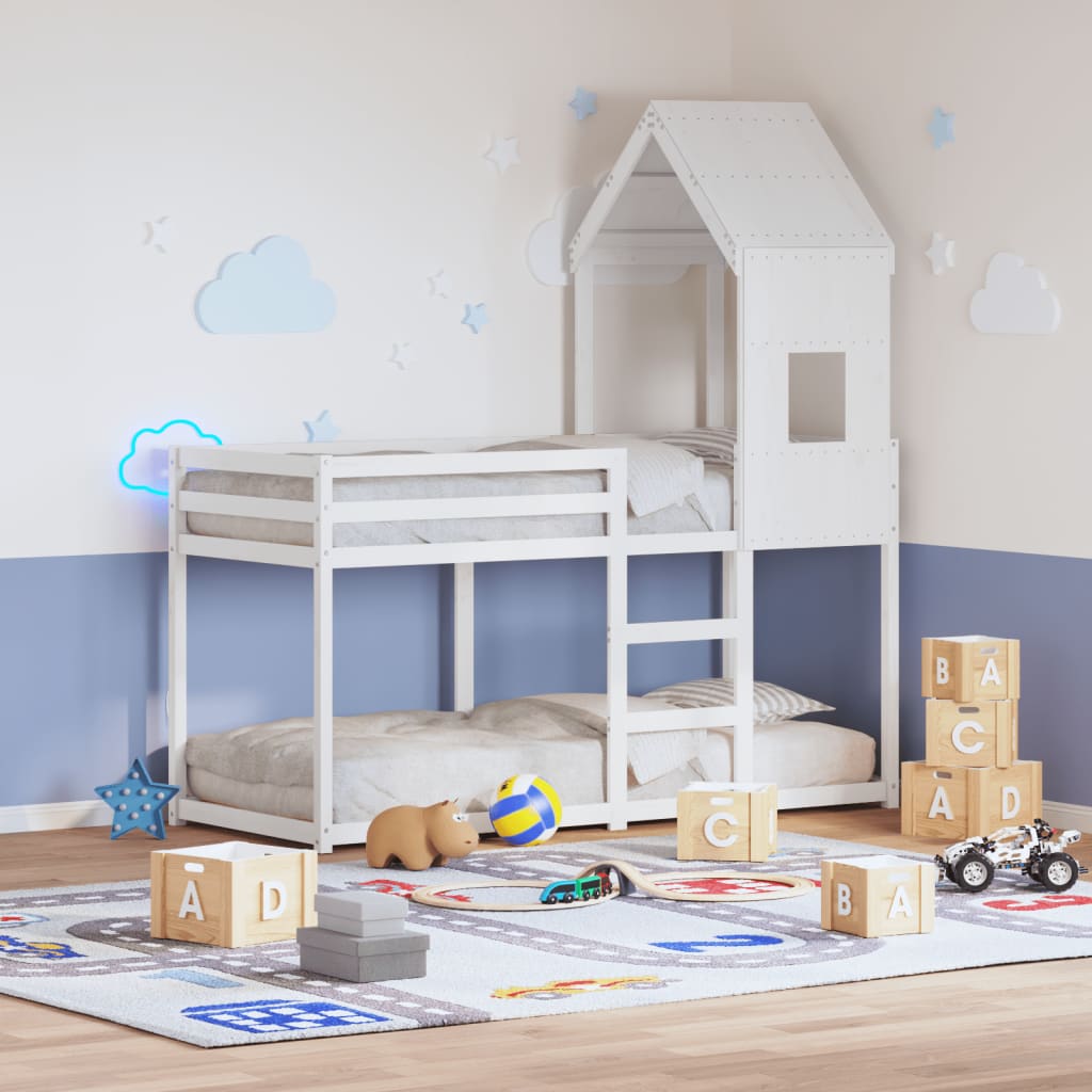 Kids' Bed Roof White 60x89x134.5 cm Solid Wood Pine