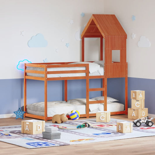 Kids' Bed Roof Wax Brown 60x99x139.5 cm Solid Wood Pine