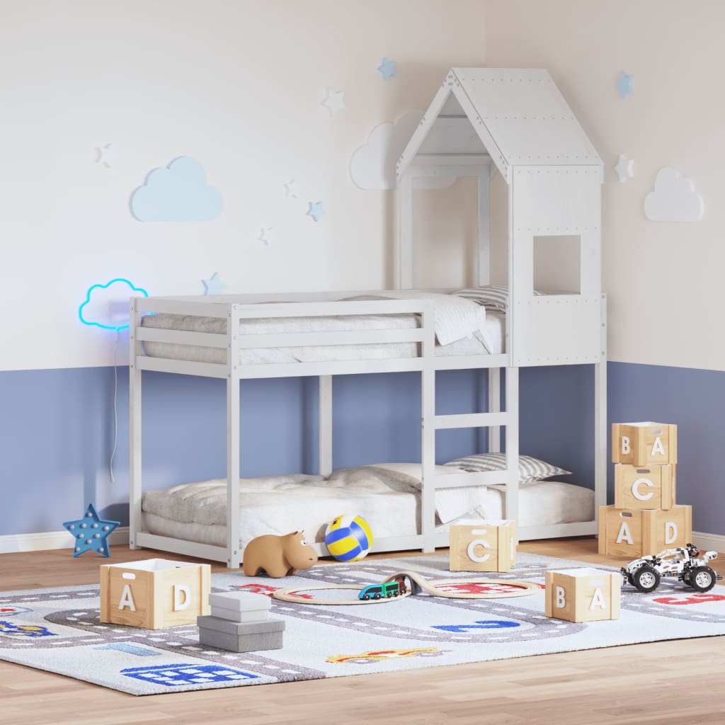 Kids' Bed Roof White 55x99x139.5 cm Solid Wood Pine