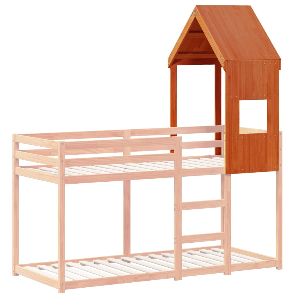 Kids' Bed Roof Wax Brown 55x84x132 cm Solid Wood Pine