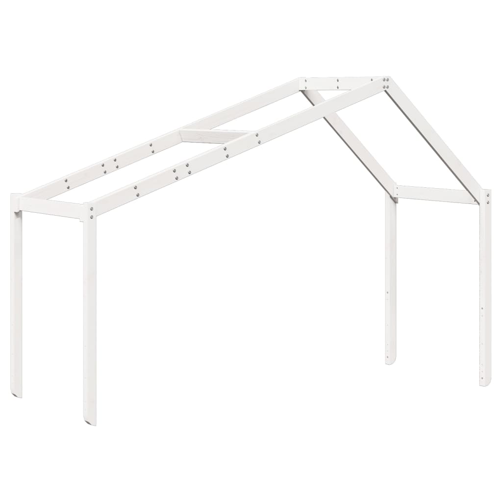 Kids' Bed Roof White 213x95.5x144.5 cm Solid Wood Pine