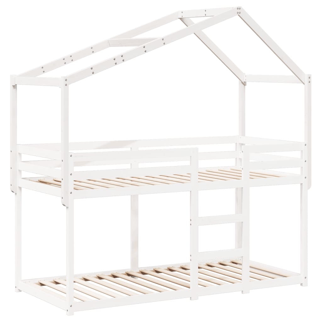 Kids' Bed Roof White 213x95.5x144.5 cm Solid Wood Pine