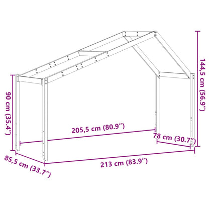 Kids' Bed Roof White 213x85.5x144.5 cm Solid Wood Pine