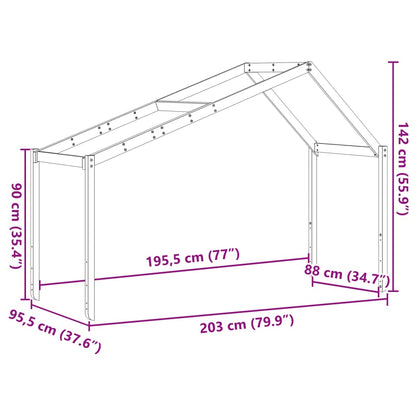 Kids' Bed Roof White 203x95.5x142 cm Solid Wood Pine