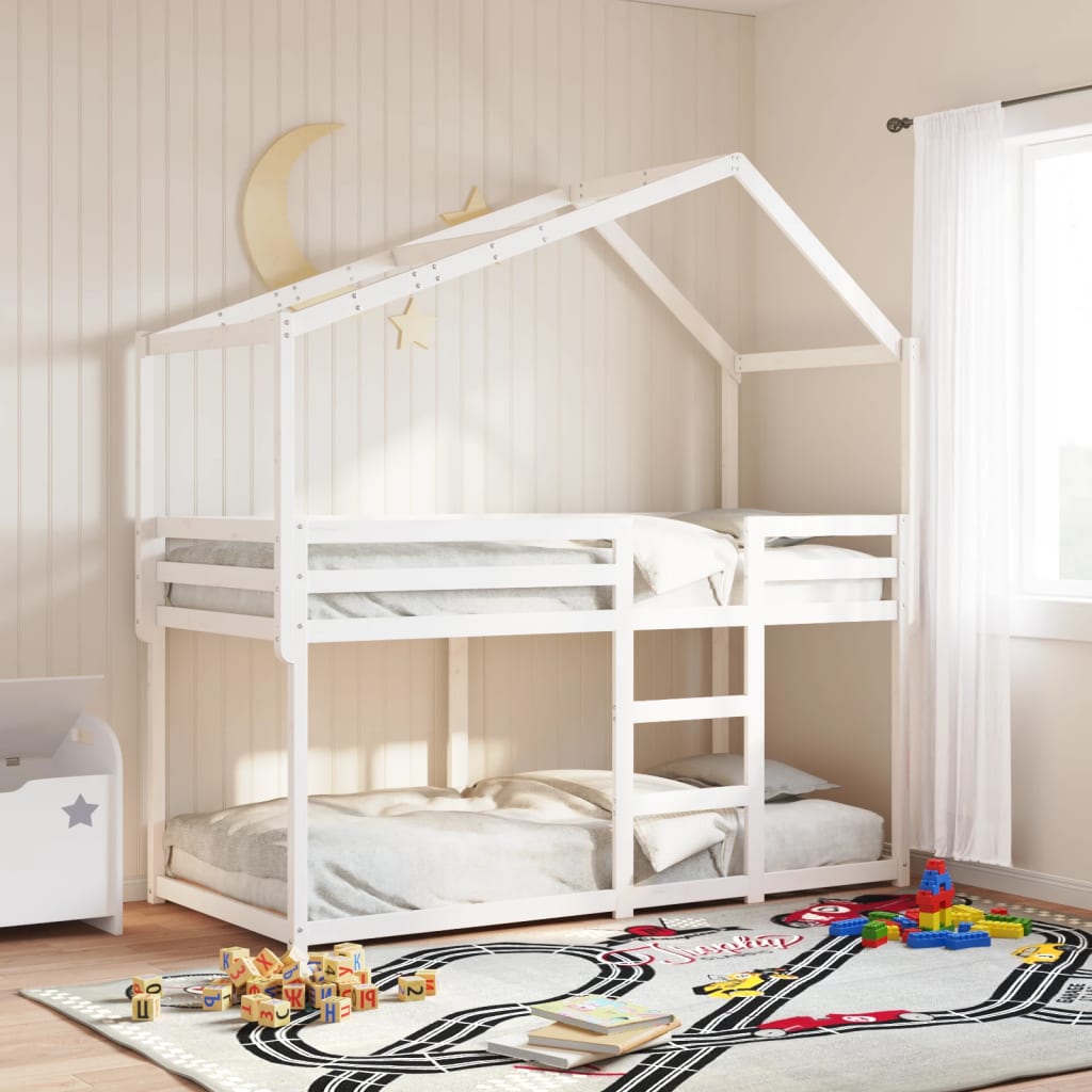 Kids' Bed Roof White 203x80.5x142 cm Solid Wood Pine