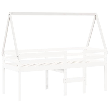 Kids' Bed Roof White 199x80.5x88 cm Solid Wood Pine