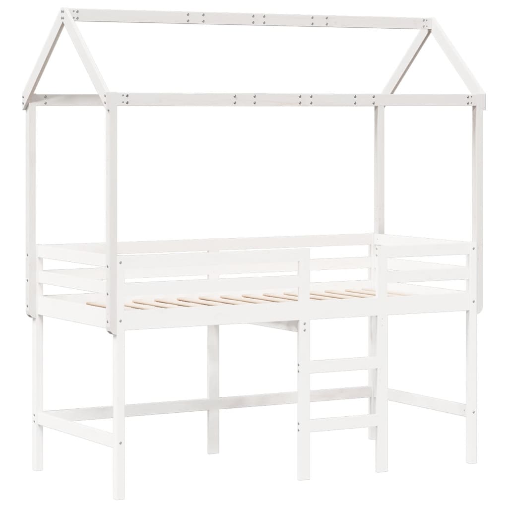 Kids' Bed Roof White 217x95.5x159 cm Solid Wood Pine