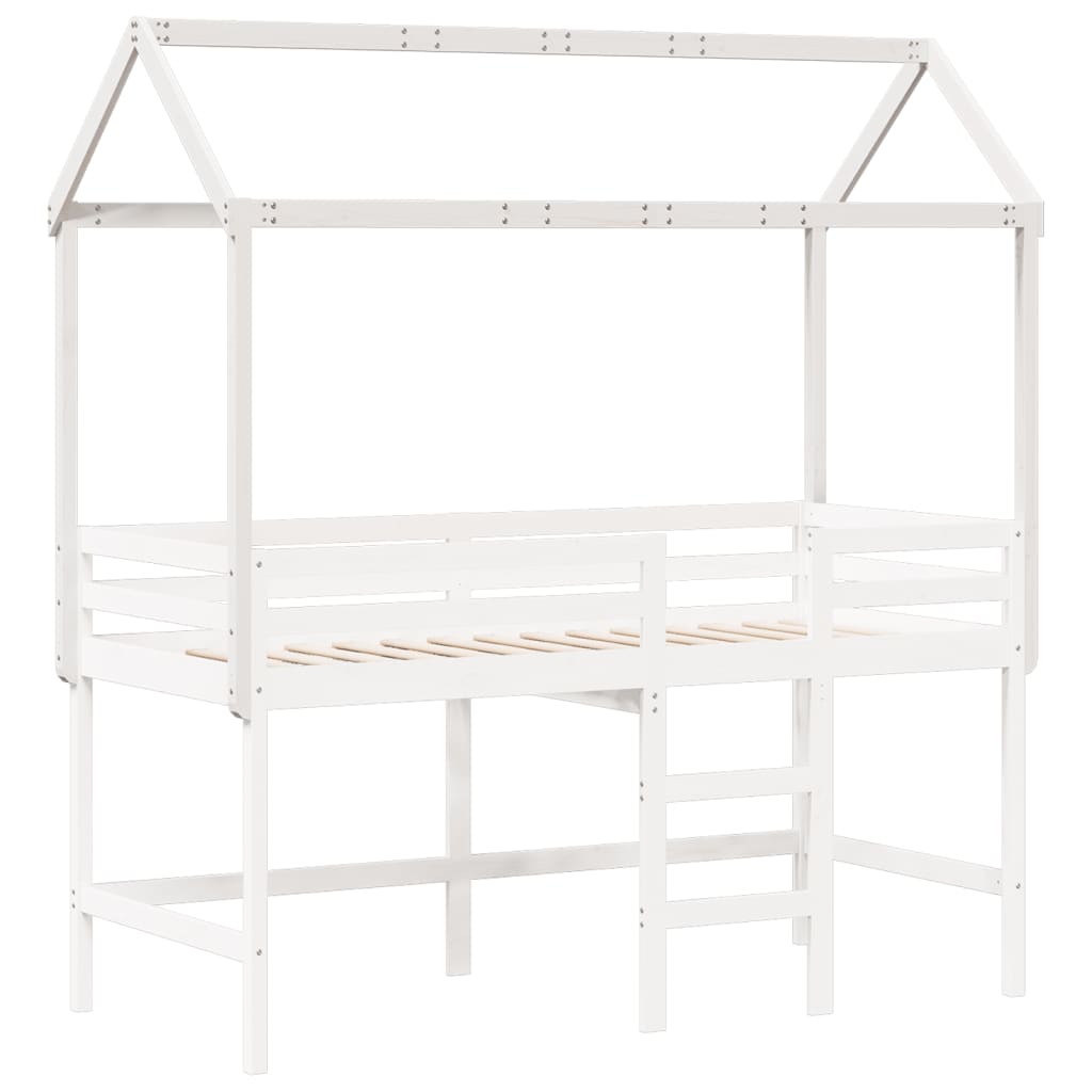 Kids' Bed Roof White 217x85.5x154 cm Solid Wood Pine