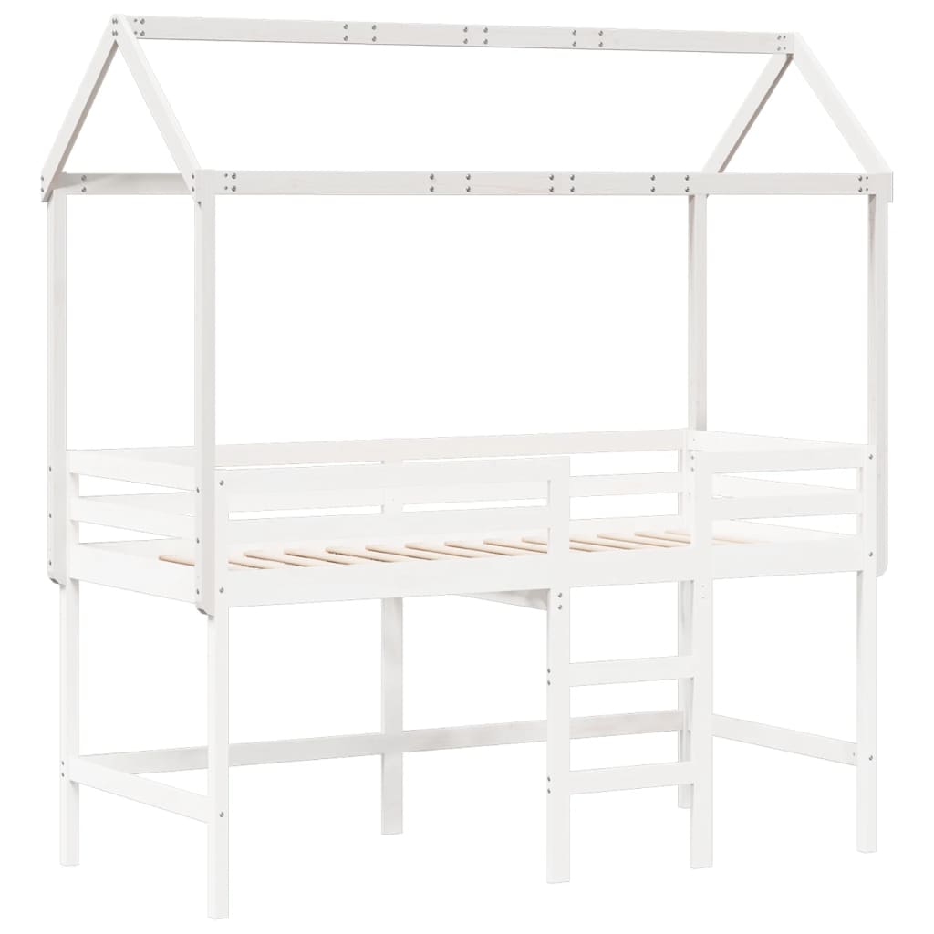 Kids' Bed Roof White 207x95.5x159 cm Solid Wood Pine