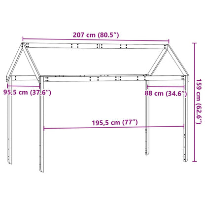 Kids' Bed Roof White 207x95.5x159 cm Solid Wood Pine