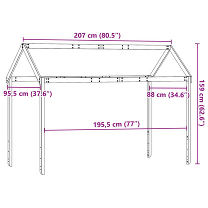 Kids' Bed Roof Wax Brown 207x95.5x159 cm Solid Wood Pine