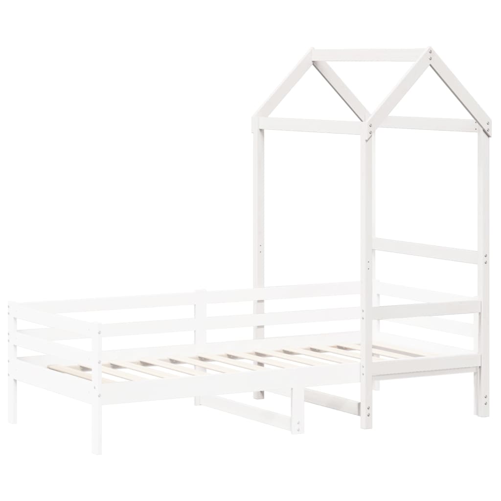 Kids' Bed Roof White 118x70x176.5 cm Solid Wood Pine