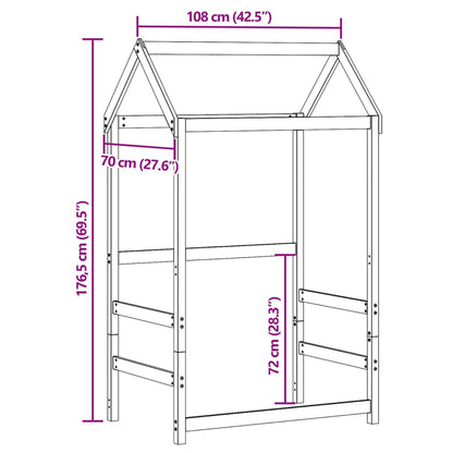 Kids' Bed Roof 108x70x176.5 cm Solid Wood Pine