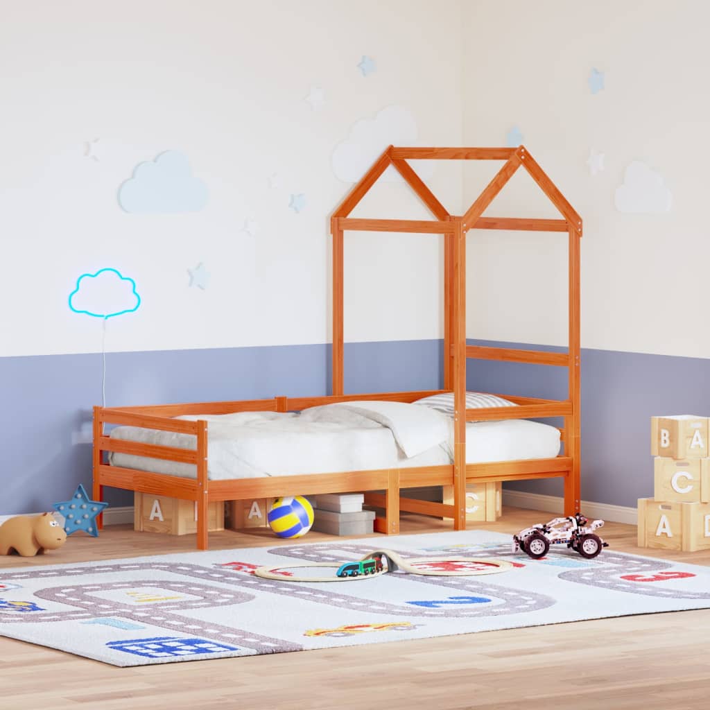 Kids' Bed Roof Wax Brown 108x70x176.5 cm Solid Wood Pine