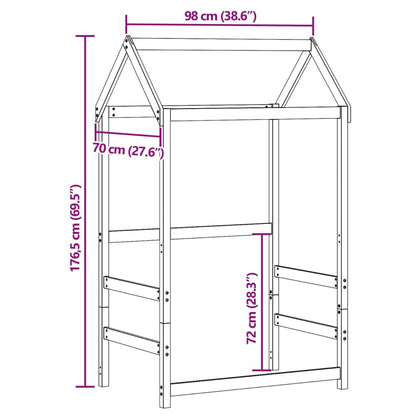 Kids' Bed Roof 98x70x176.5 cm Solid Wood Pine