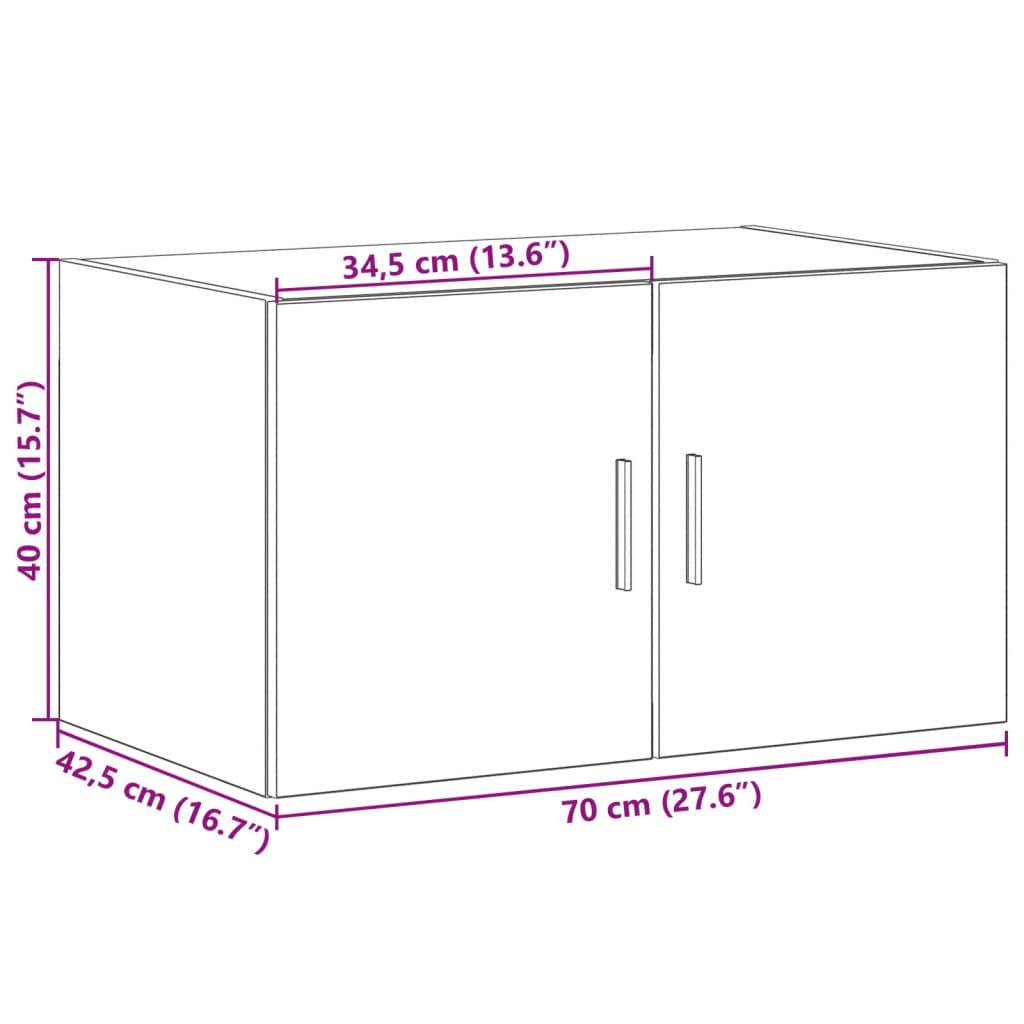 Wall Cabinet White 70x42.5x40 cm Engineered Wood