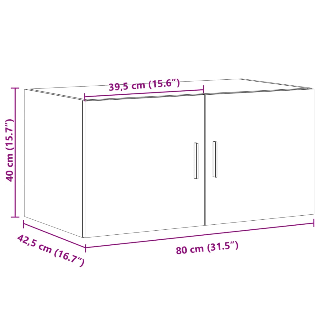 Wall Cabinet White 80x42.5x40 cm Engineered Wood