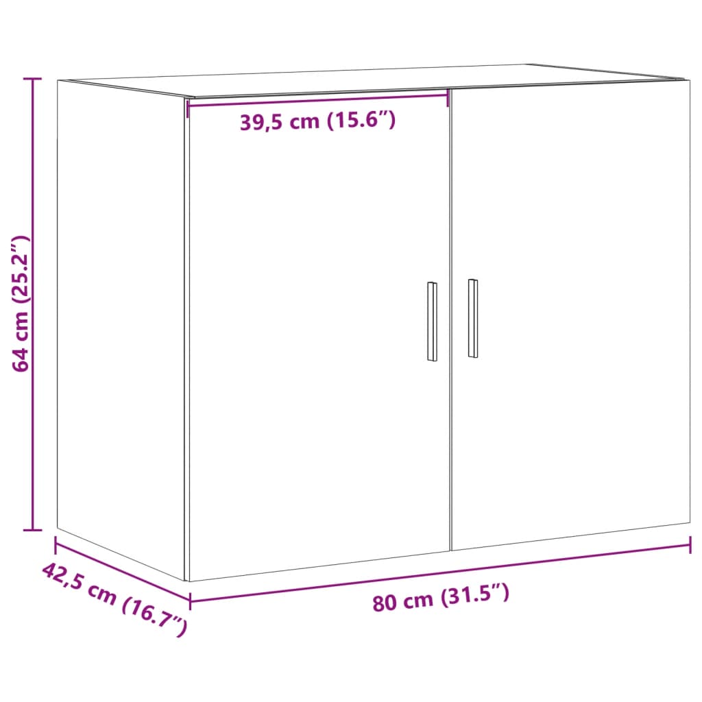 Wall Cabinet White 80x42.5x64 cm Engineered Wood