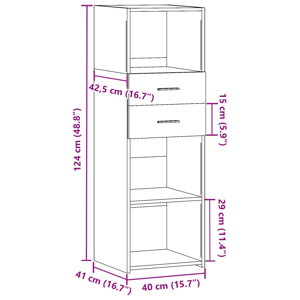 Highboard White 40x42.5x124 cm Engineered Wood