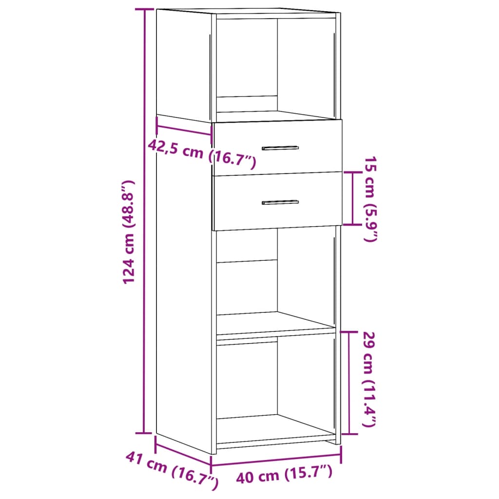 Highboard Smoked Oak 40x42.5x124 cm Engineered Wood