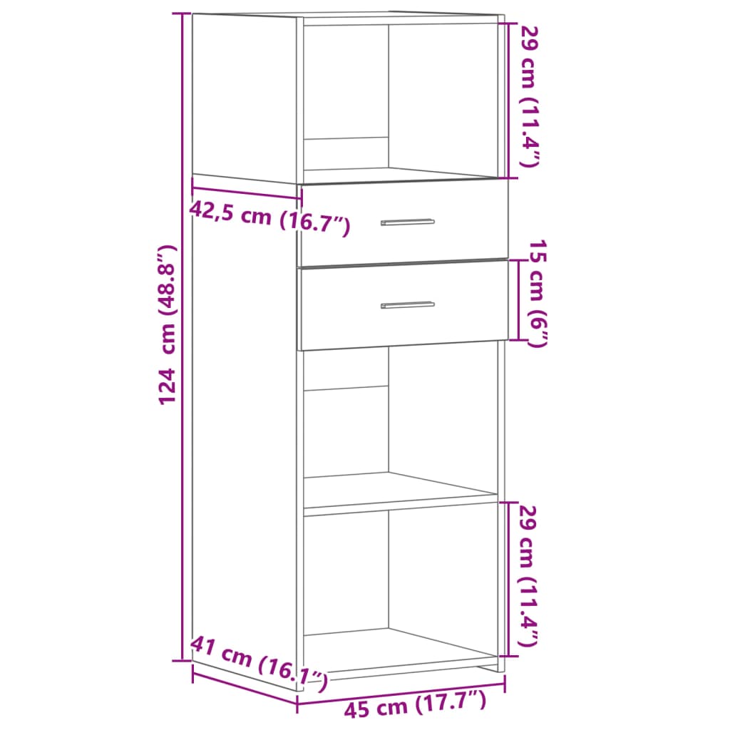 Highboard White 45x42.5x124 cm Engineered Wood