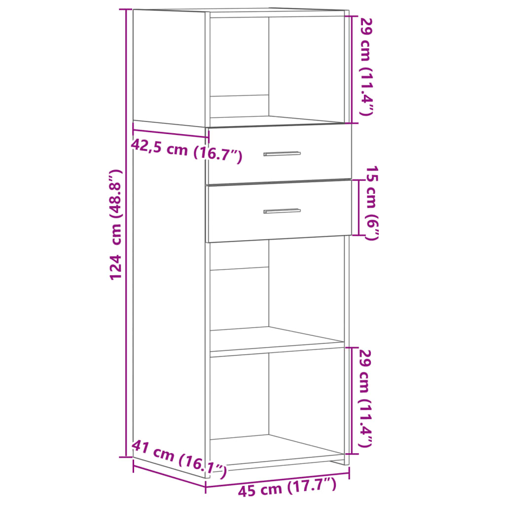 Highboard Smoked Oak 45x42.5x124 cm Engineered Wood