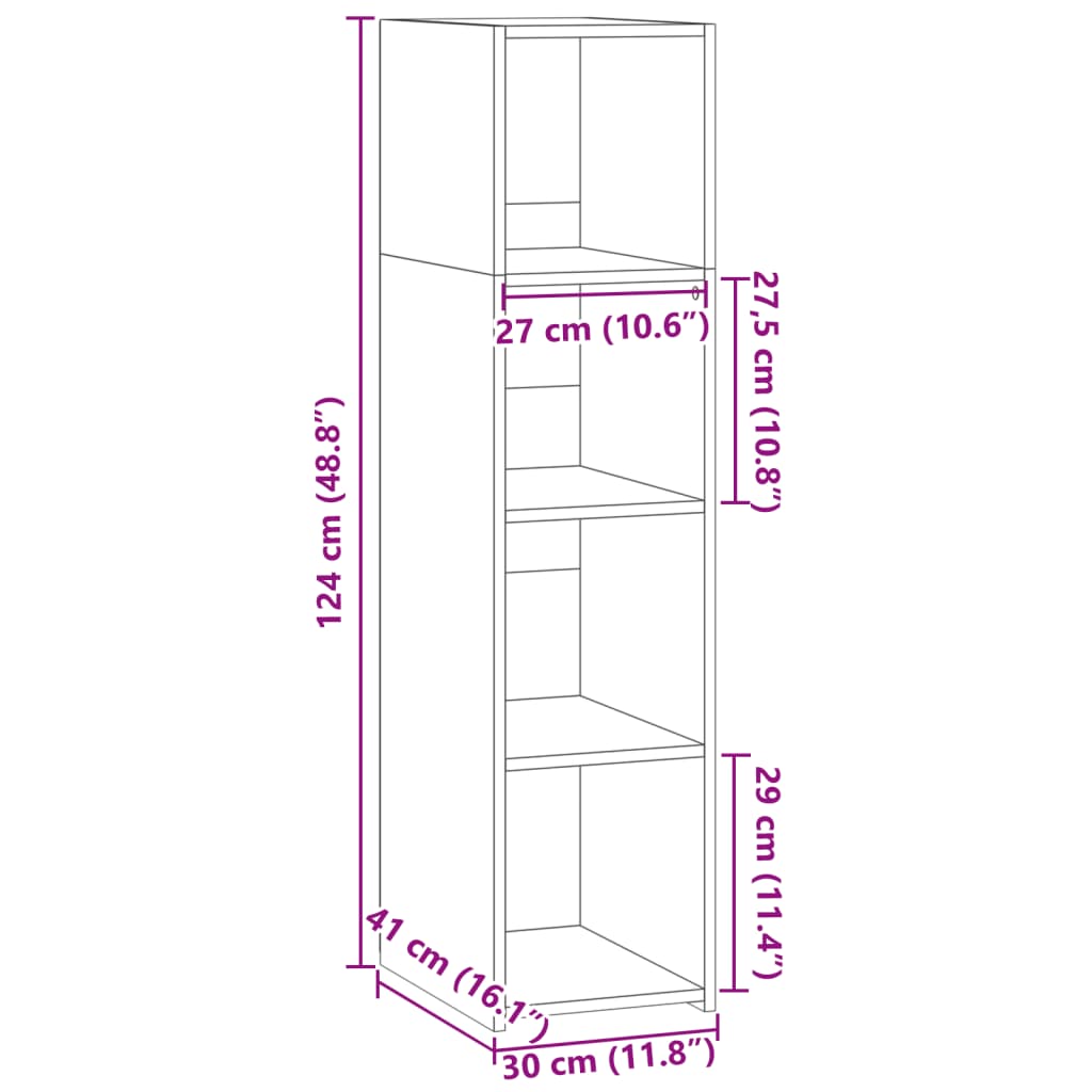 Highboard White 30x41x124 cm Engineered Wood