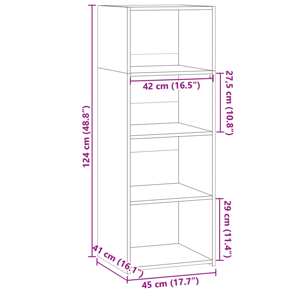 Highboard White 45x41x124 cm Engineered Wood