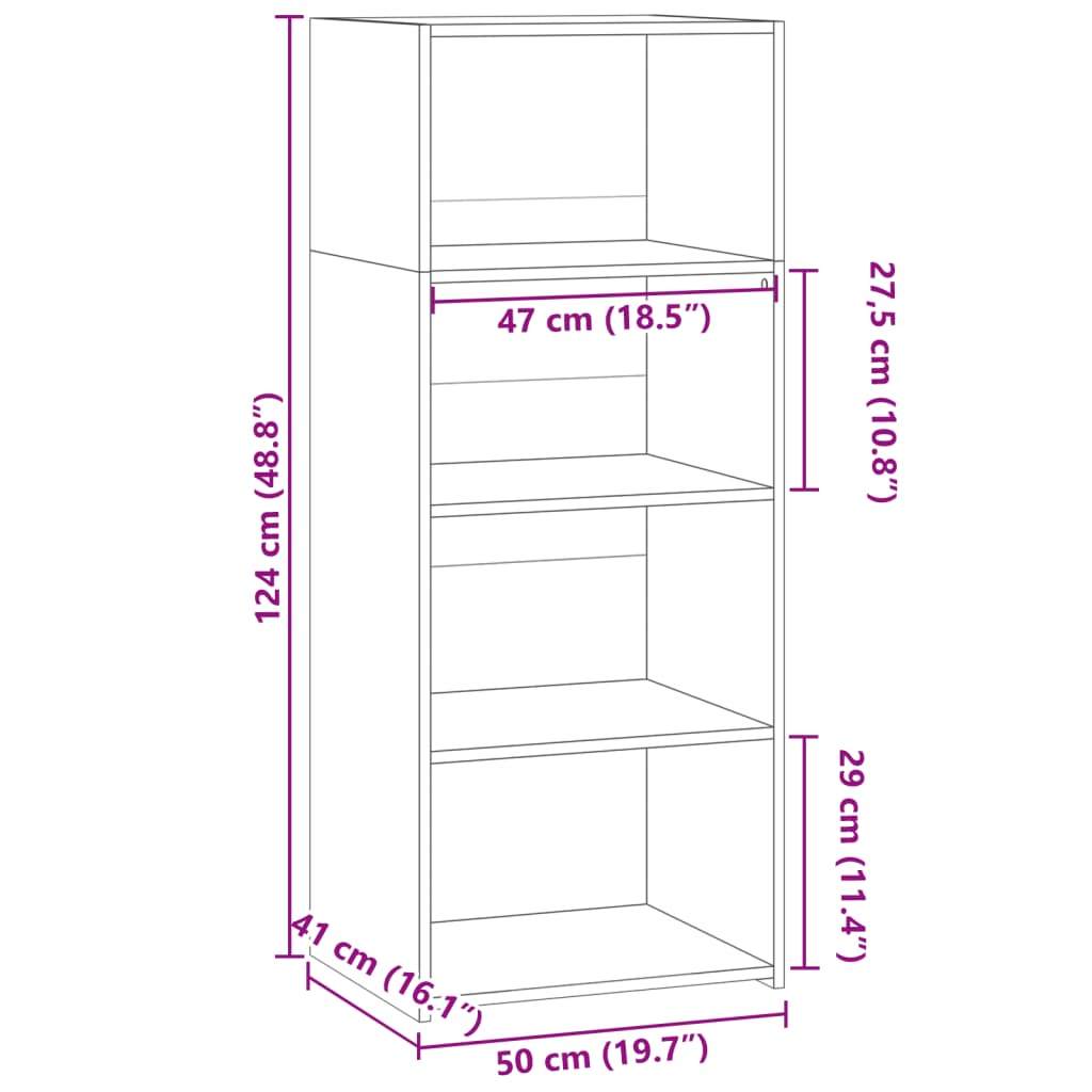 Highboard White 50x41x124 cm Engineered Wood