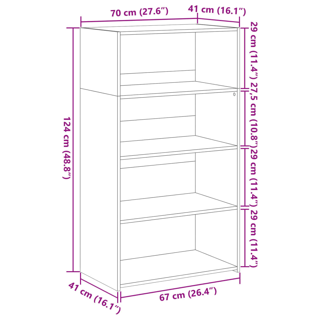 Highboard White 70x41x124 cm Engineered Wood