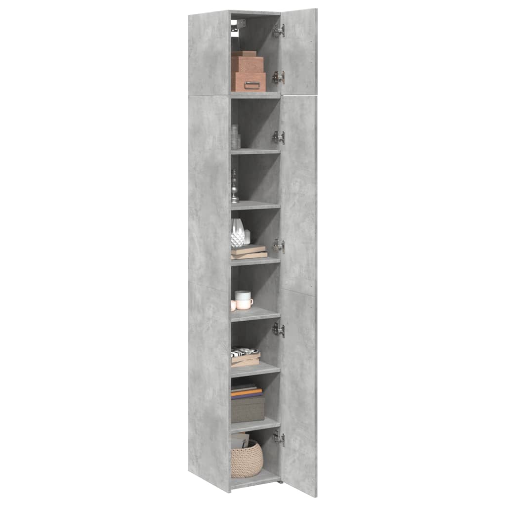 Slim Storage Cabinet Concrete Grey 30x42.5x225 cm Engineered Wood