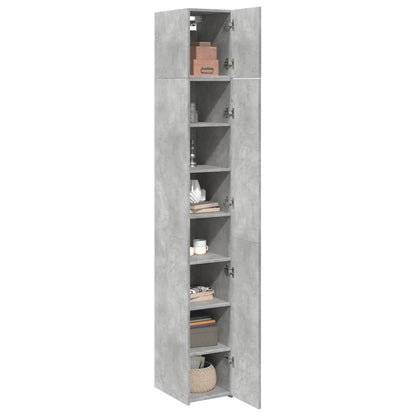 Slim Storage Cabinet Concrete Grey 30x42.5x225 cm Engineered Wood