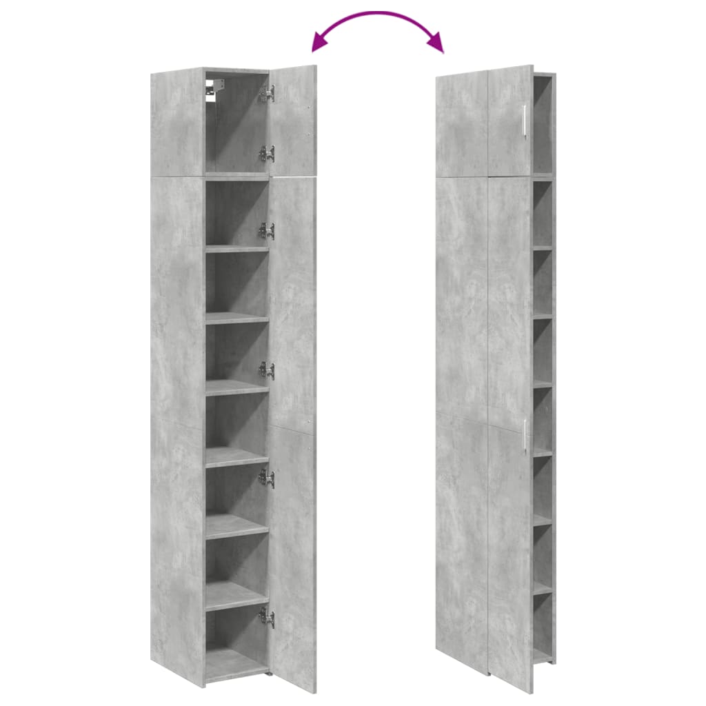 Slim Storage Cabinet Concrete Grey 30x42.5x225 cm Engineered Wood