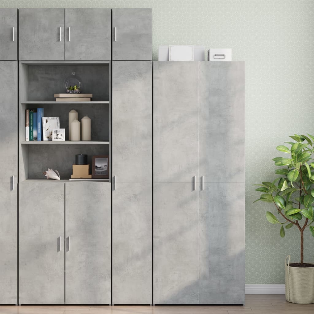 Slim Storage Cabinet Concrete Grey 30x42.5x225 cm Engineered Wood