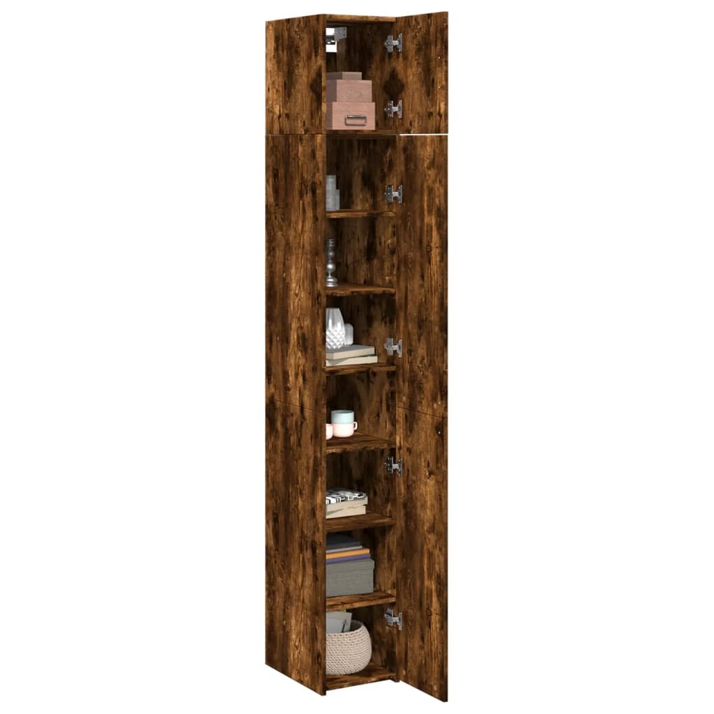 Slim Storage Cabinet Smoked Oak 30x42.5x225 cm Engineered Wood