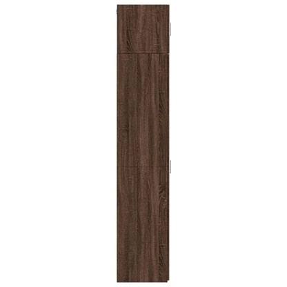 Slim Storage Cabinet Brown Oak 30x42.5x225 cm Engineered Wood