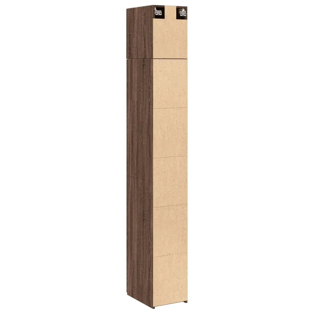 Slim Storage Cabinet Brown Oak 30x42.5x225 cm Engineered Wood