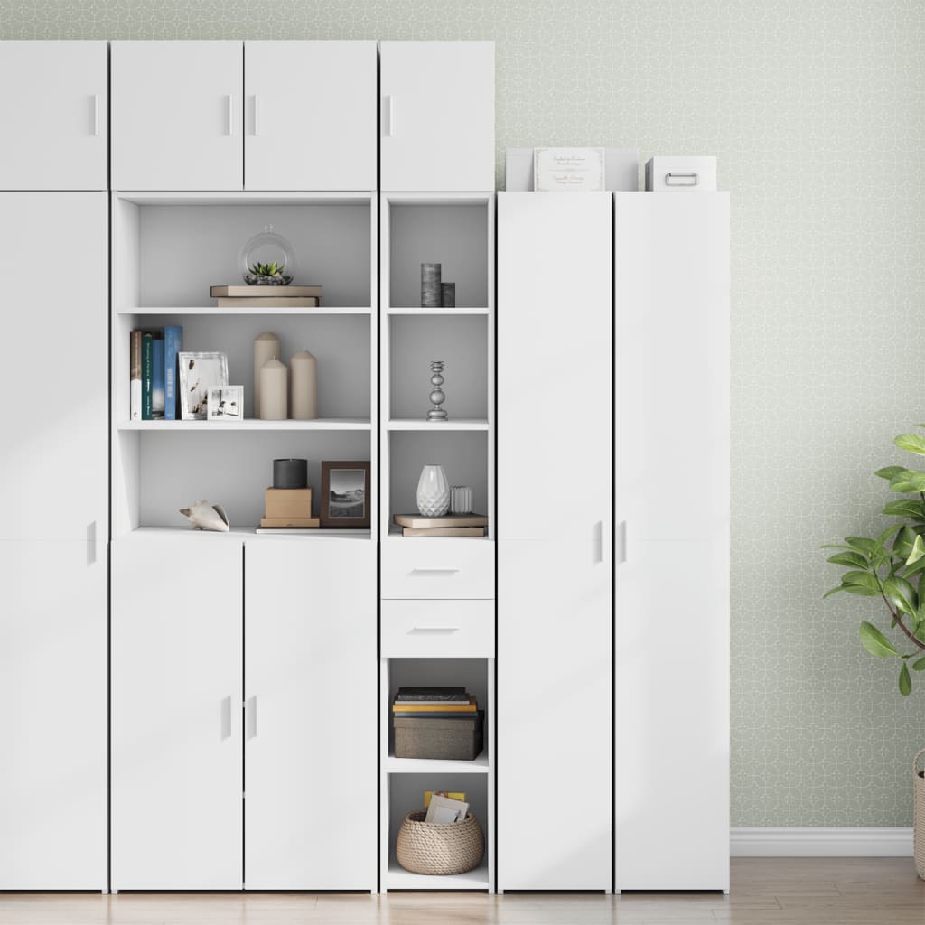 Slim Storage Cabinet White 30x42.5x225 cm Engineered Wood