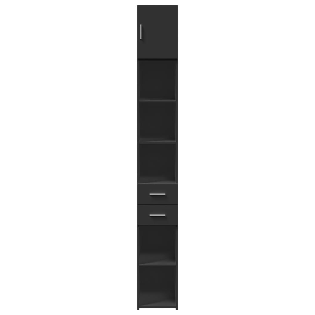 Slim Storage Cabinet Black 30x42.5x225 cm Engineered Wood