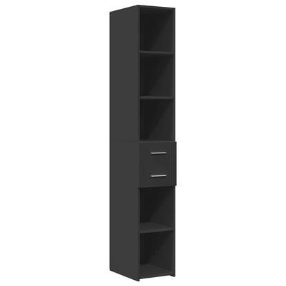 Slim Storage Cabinet Black 30x42.5x225 cm Engineered Wood