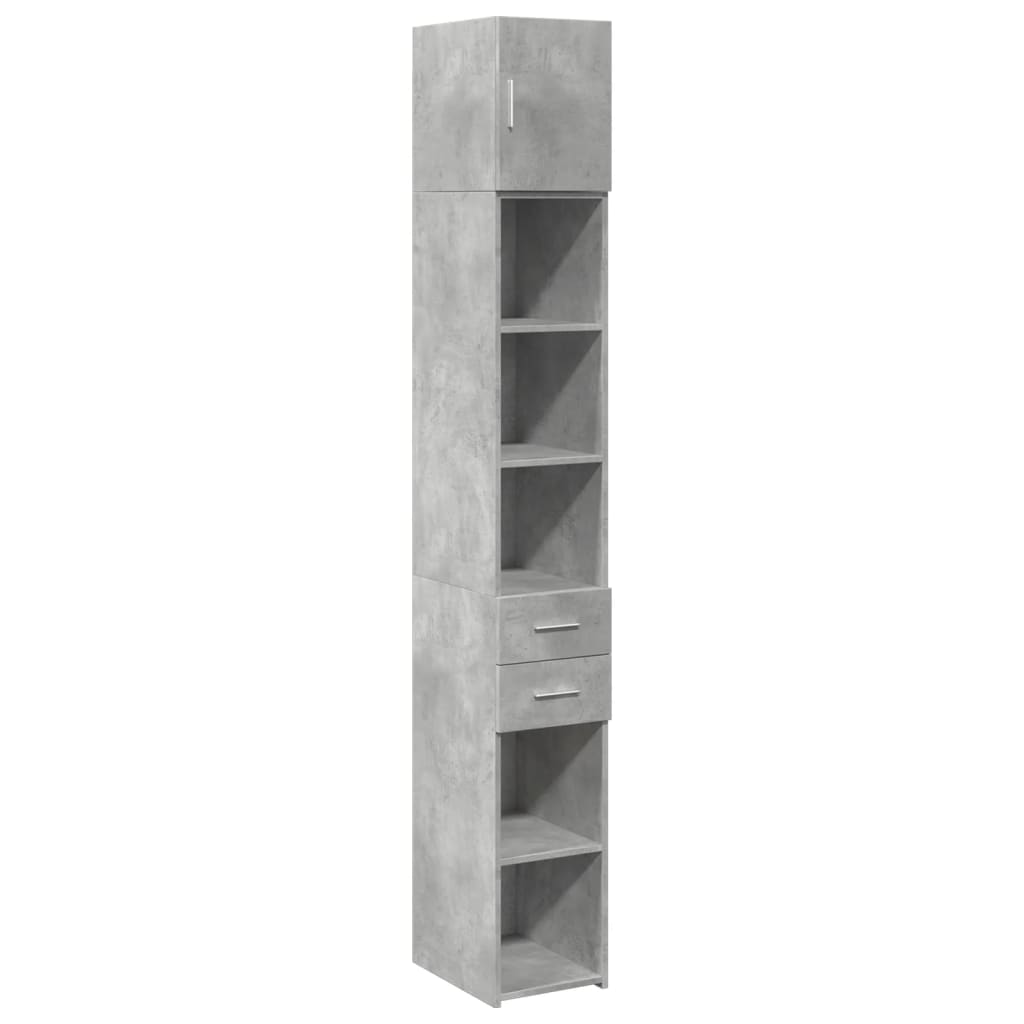 Slim Storage Cabinet Concrete Grey 30x42.5x225 cm Engineered Wood