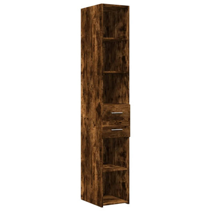 Slim Storage Cabinet Smoked Oak 30x42.5x225 cm Engineered Wood