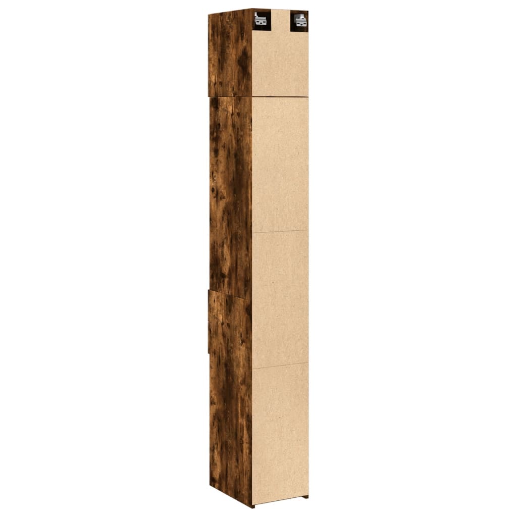 Slim Storage Cabinet Smoked Oak 30x42.5x225 cm Engineered Wood