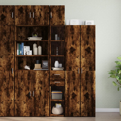 Slim Storage Cabinet Smoked Oak 30x42.5x225 cm Engineered Wood